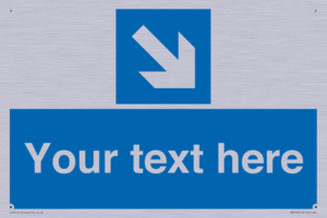 Custom Directional signage blue down right arrow 